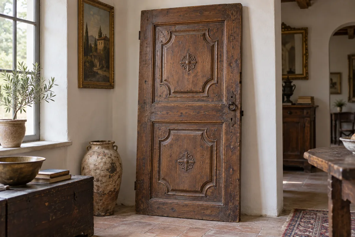 Porta antica in legno con ferramenta originale